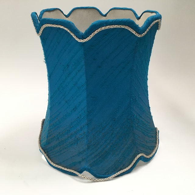 LAMPSHADE, Vintage (Medium) -  Royal Blue w Silver Trim